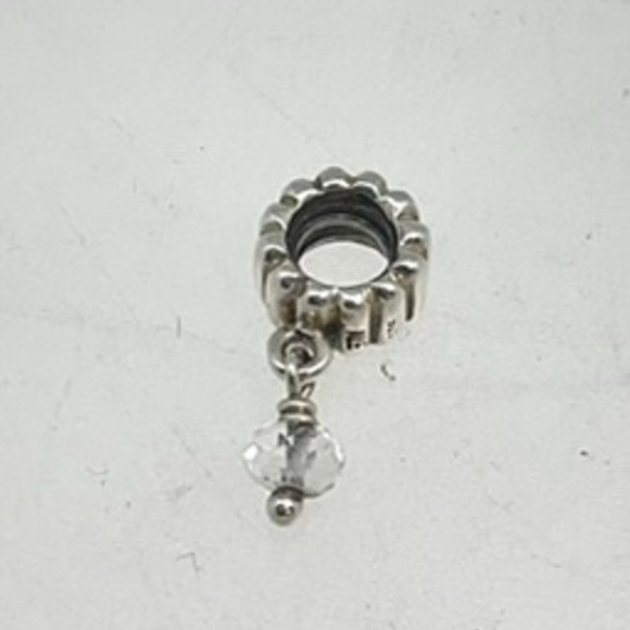 Pandora .925 Sterling Silver April Quartz Dangle Charm Birthstone Charm vintage - Picture 2 of 4